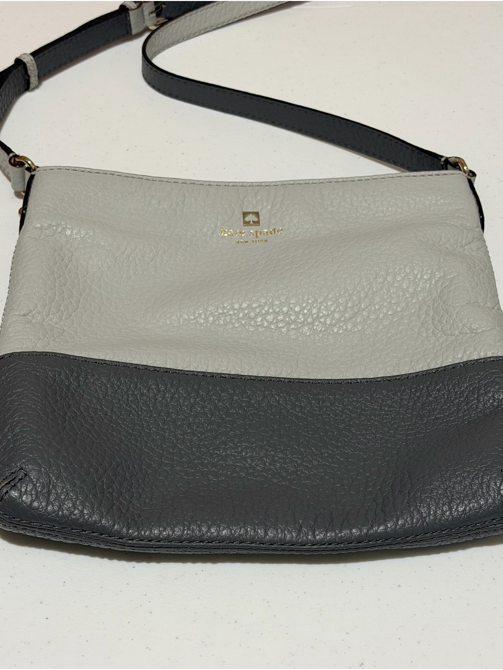 kate spade Two-Tone Gray & Light Gray Pebbled Leather Crossbody